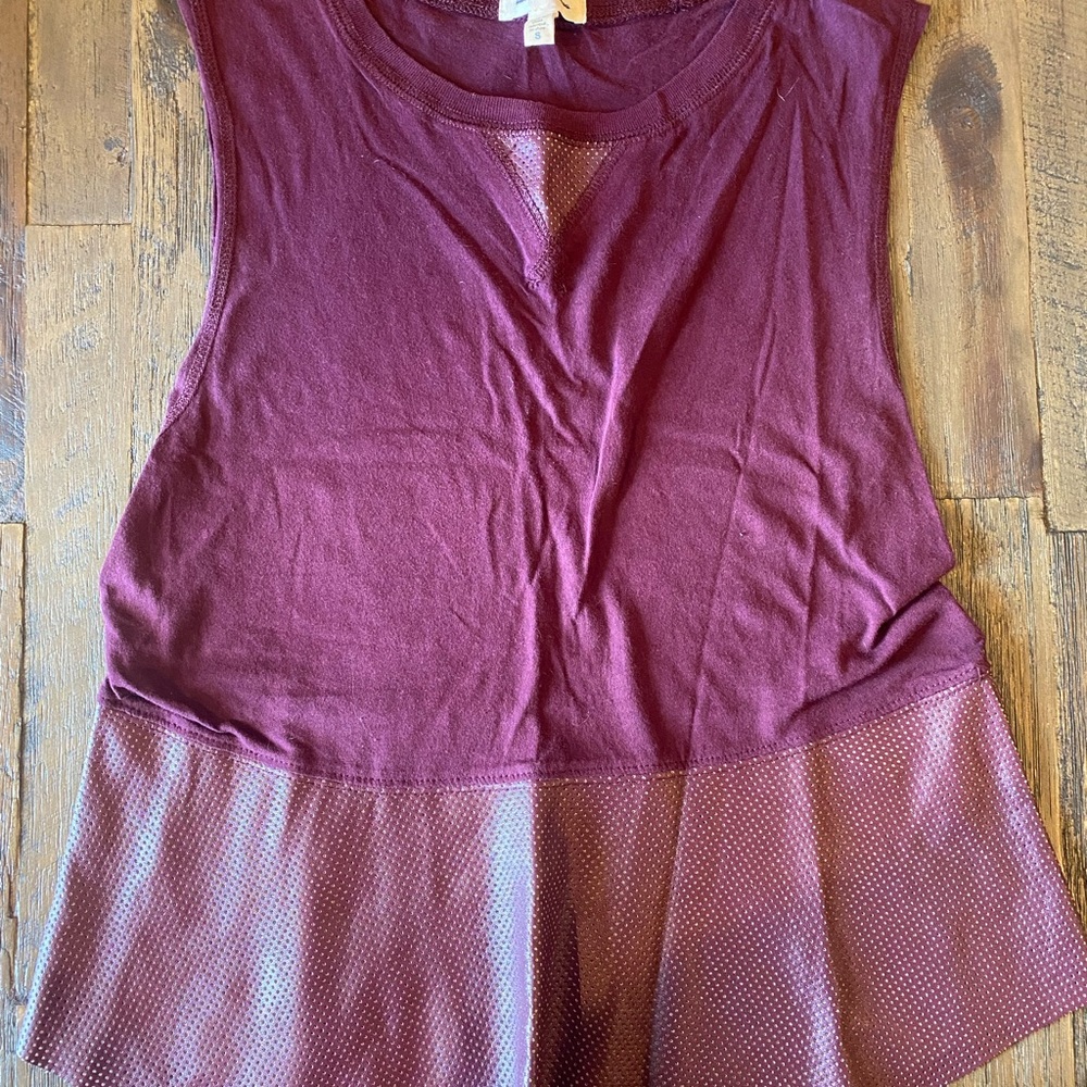 Maroon tank with leather